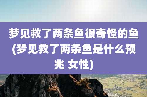 梦见救了两条鱼很奇怪的鱼(梦见救了两条鱼是什么预兆 女性)