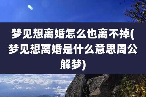 梦见想离婚怎么也离不掉(梦见想离婚是什么意思周公解梦)