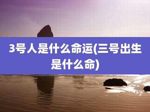 3号人是什么命运(三号出生是什么命)