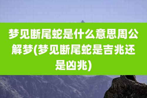 梦见断尾蛇是什么意思周公解梦(梦见断尾蛇是吉兆还是凶兆)