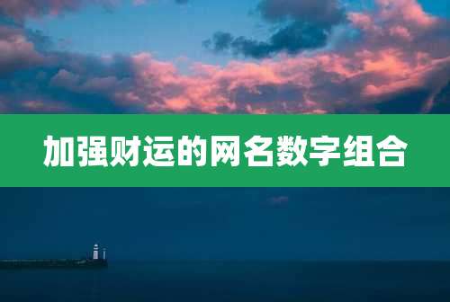 加强财运的网名数字组合