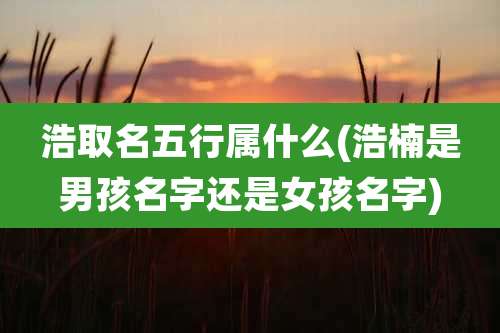 浩取名五行属什么(浩楠是男孩名字还是女孩名字)