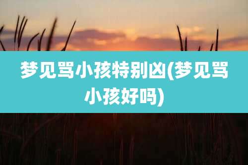 梦见骂小孩特别凶(梦见骂小孩好吗)