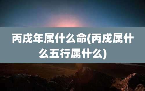 丙戌年属什么命(丙戍属什么五行属什么)