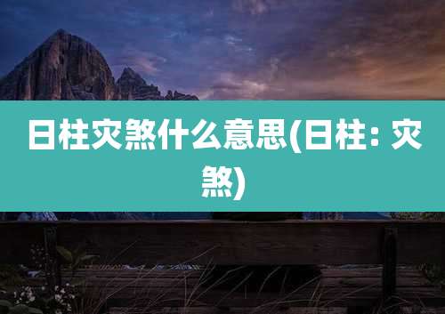 日柱灾煞什么意思(日柱: 灾煞)