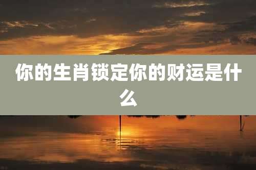 你的生肖锁定你的财运是什么