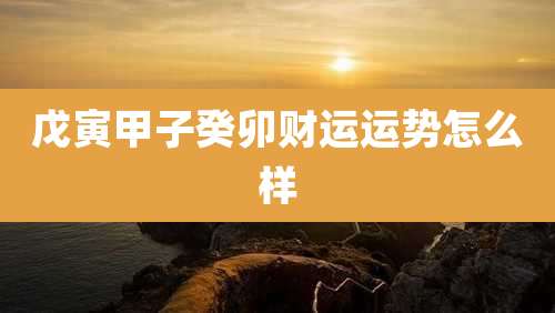 戊寅甲子癸卯财运运势怎么样