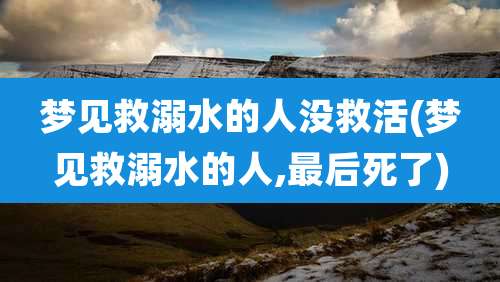 梦见救溺水的人没救活(梦见救溺水的人,最后死了)