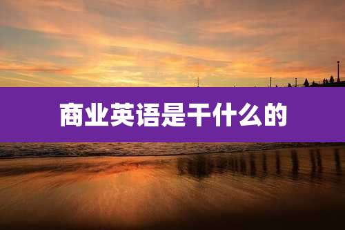 商业英语是干什么的