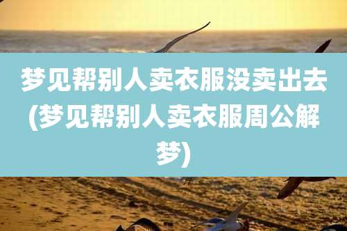 梦见帮别人卖衣服没卖出去(梦见帮别人卖衣服周公解梦)