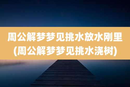 周公解梦梦见挑水放水刚里(周公解梦梦见挑水浇树)