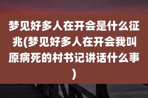 梦见好多人在开会是什么征兆(梦见好多人在开会我叫原病死的村书记讲话什么事)