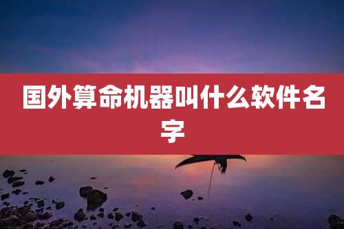国外算命机器叫什么软件名字