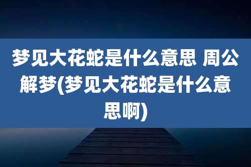 梦见大花蛇是什么意思 周公解梦(梦见大花蛇是什么意思啊)