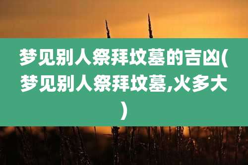 梦见别人祭拜坟墓的吉凶(梦见别人祭拜坟墓,火多大)
