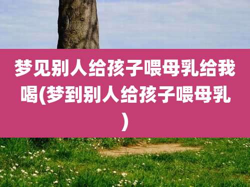 梦见别人给孩子喂母乳给我喝(梦到别人给孩子喂母乳)