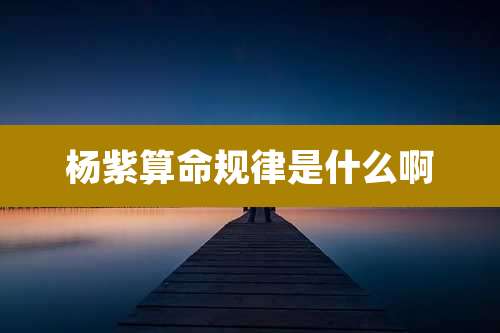 杨紫算命规律是什么啊