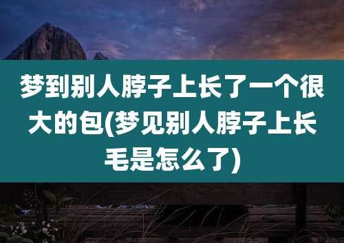 梦到别人脖子上长了一个很大的包(梦见别人脖子上长毛是怎么了)