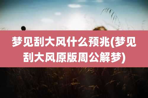 梦见刮大风什么预兆(梦见刮大风原版周公解梦)