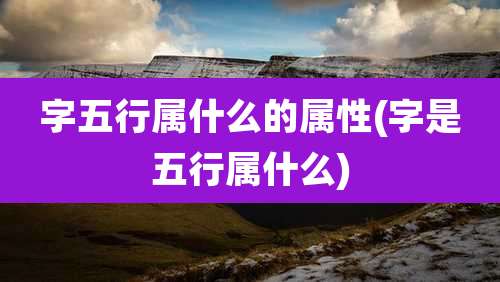 字五行属什么的属性(字是五行属什么)