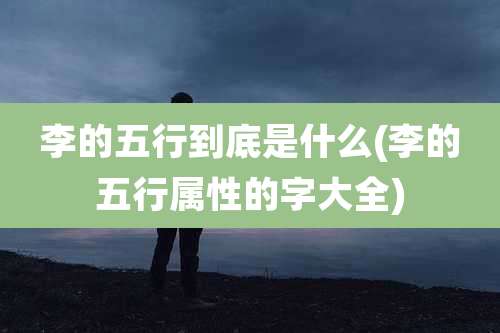 李的五行到底是什么(李的五行属性的字大全)