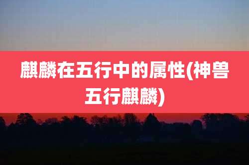 麒麟在五行中的属性(神兽五行麒麟)