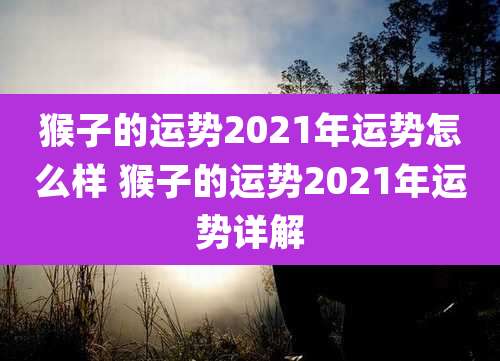 猴子的运势2021年运势怎么样 猴子的运势2021年运势详解