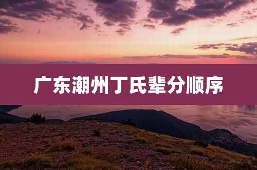 广东潮州丁氏辈分顺序