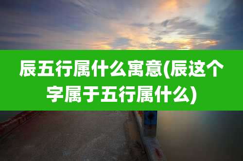 辰五行属什么寓意(辰这个字属于五行属什么)