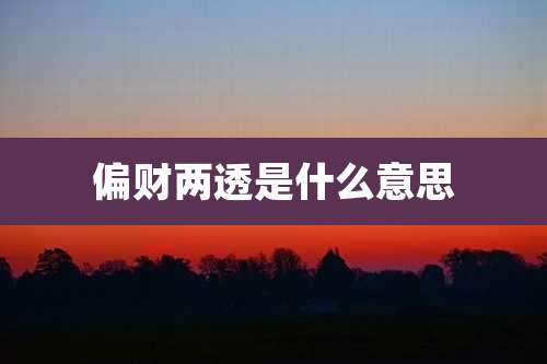 偏财两透是什么意思