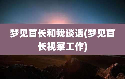 梦见首长和我谈话(梦见首长视察工作)