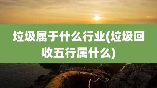 垃圾属于什么行业(垃圾回收五行属什么)