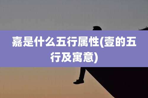 嘉是什么五行属性(壹的五行及寓意)