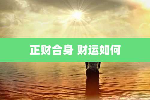 正财合身 财运如何