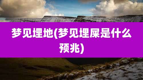 梦见埋地(梦见埋屎是什么预兆)