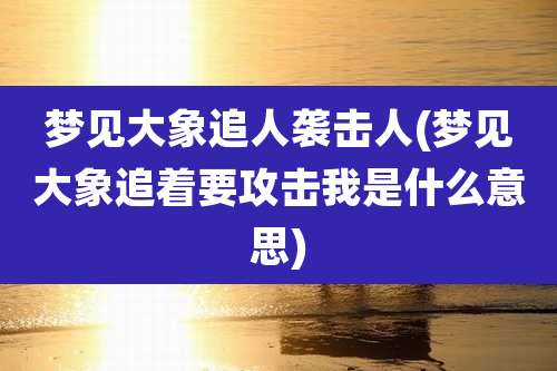 梦见大象追人袭击人(梦见大象追着要攻击我是什么意思)
