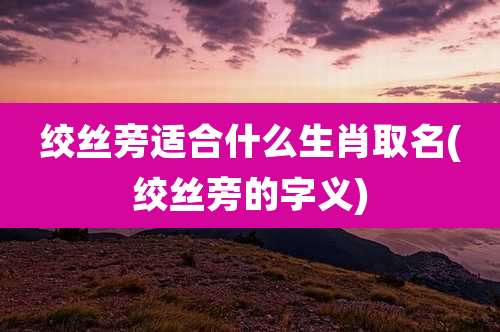 绞丝旁适合什么生肖取名(绞丝旁的字义)