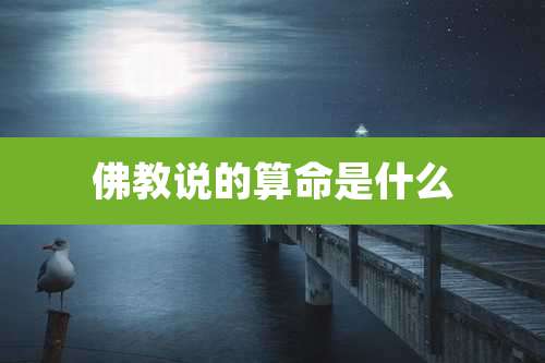 佛教说的算命是什么