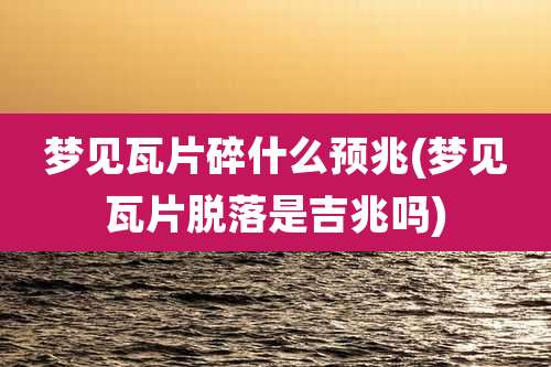 梦见瓦片碎什么预兆(梦见瓦片脱落是吉兆吗)