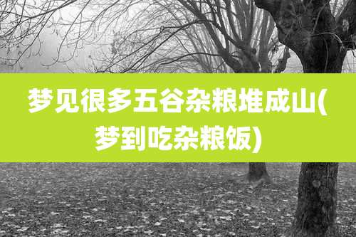 梦见很多五谷杂粮堆成山(梦到吃杂粮饭)