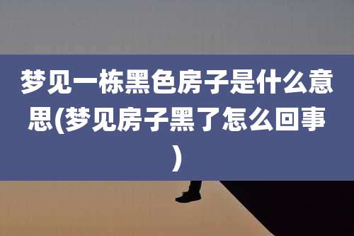 梦见一栋黑色房子是什么意思(梦见房子黑了怎么回事)