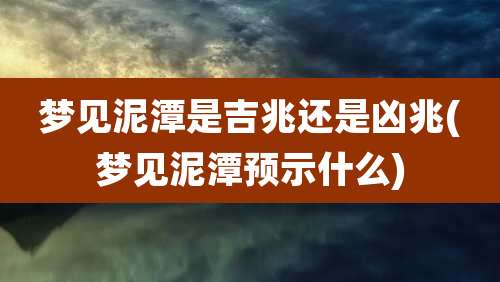 梦见泥潭是吉兆还是凶兆(梦见泥潭预示什么)