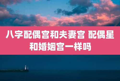 八字配偶宫和夫妻宫 配偶星和婚姻宫一样吗