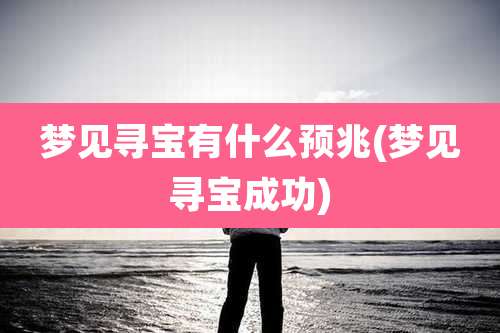 梦见寻宝有什么预兆(梦见寻宝成功)