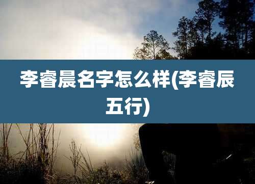 李睿晨名字怎么样(李睿辰五行)