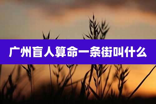 广州盲人算命一条街叫什么