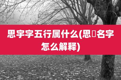 思宇字五行属什么(思玥名字怎么解释)
