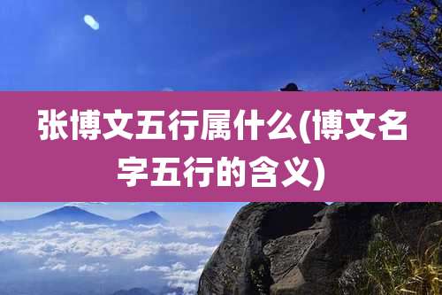 张博文五行属什么(博文名字五行的含义)