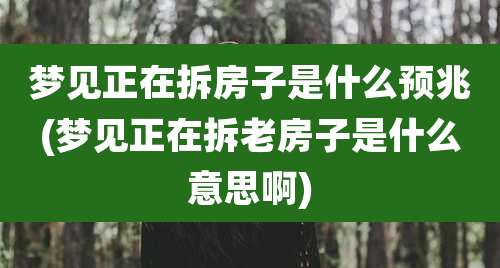 梦见正在拆房子是什么预兆(梦见正在拆老房子是什么意思啊)