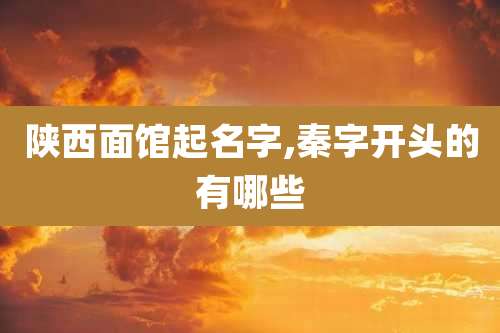 陕西面馆起名字,秦字开头的有哪些